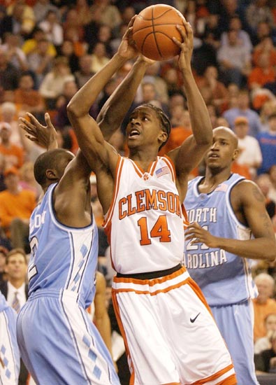 Terrell Chey Christie playing NCAA Division I basketball for Clemson against North Carolina
